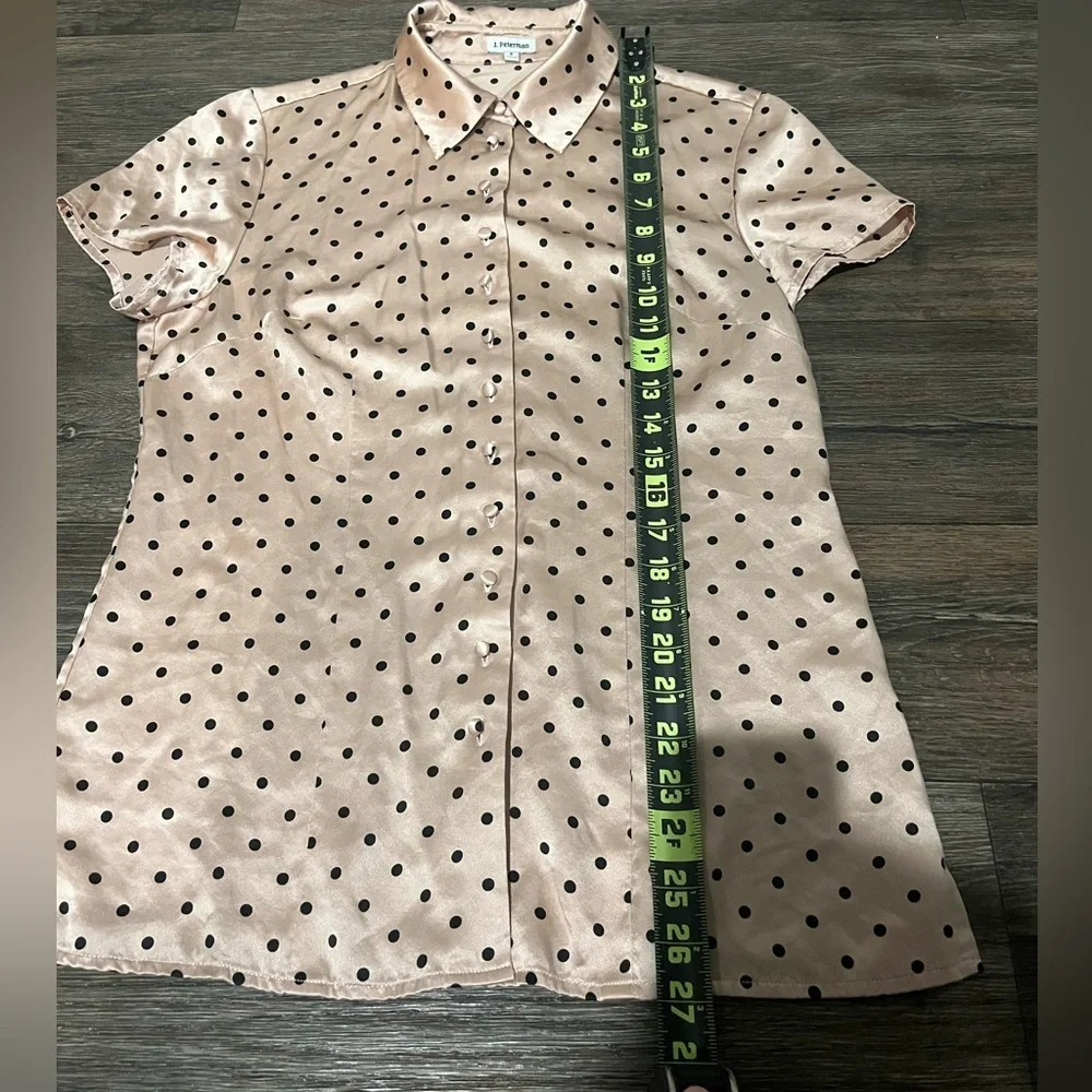 J. Peterman Black Polka Dot 100% Silk Button Up - Picture 6 of 8